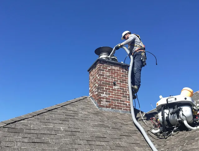 Dedicated Port St. Lucie Chimney Sweep team member cleaning a chimney in Port St. Lucie, FL