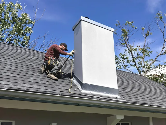 Port St. Lucie Chimney Sweep team member finishing chimney construction in Port St. Lucie, FL